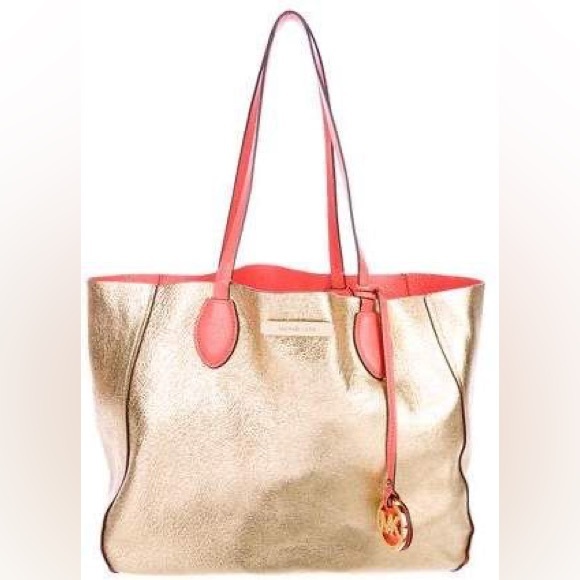 Michael Kors Reversible Tote Bag, Pink Grapefruit/Gold - Picture 4 of 9